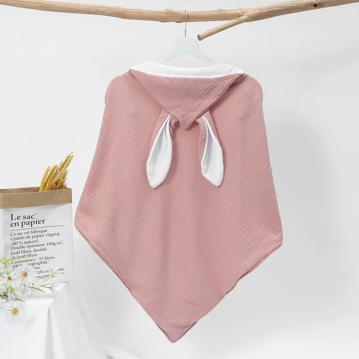 Toalla de baño con capucha orejas conejo para bebé - imagen 3