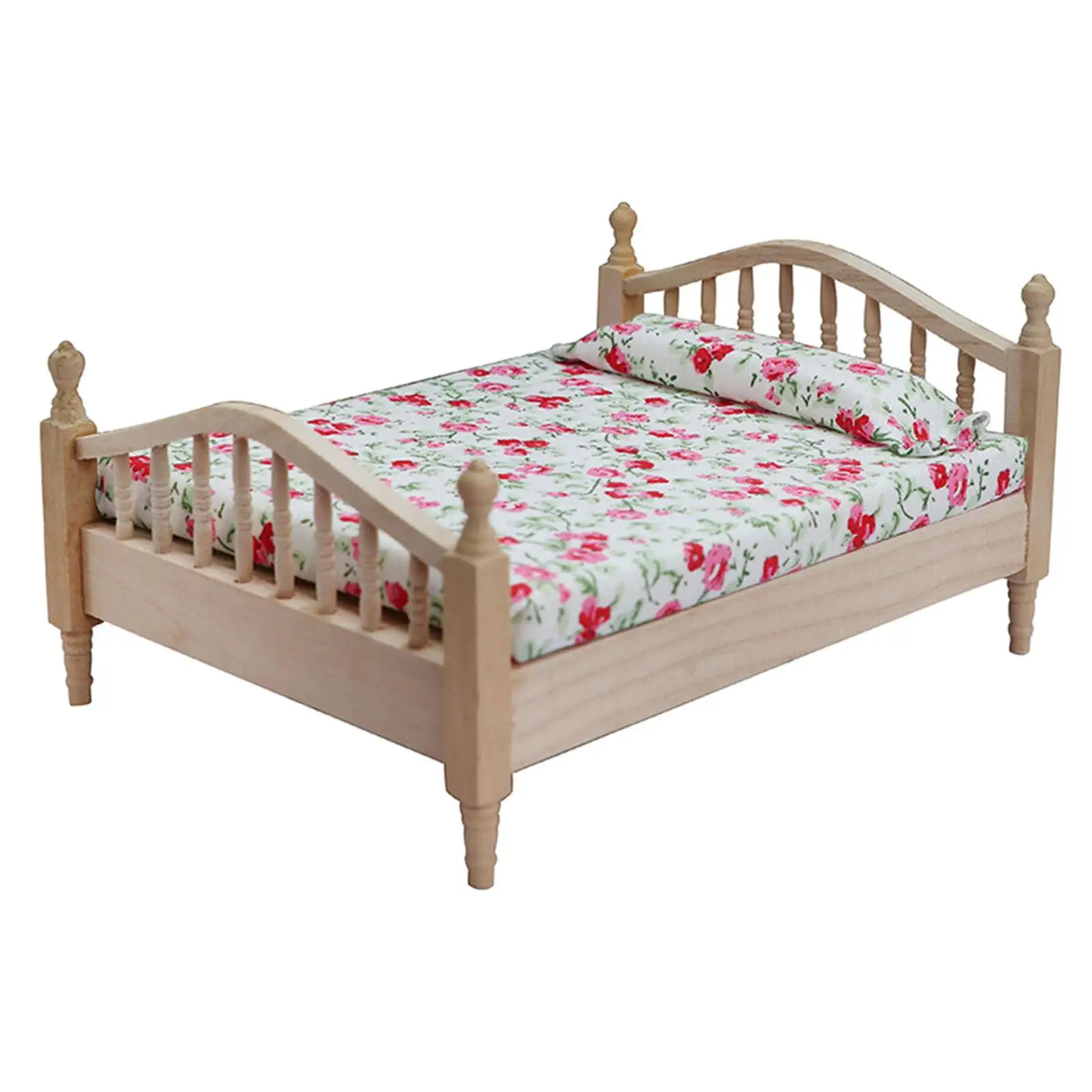 Cama doble mini para casa de muñecas: decoración infantil - imagen 3