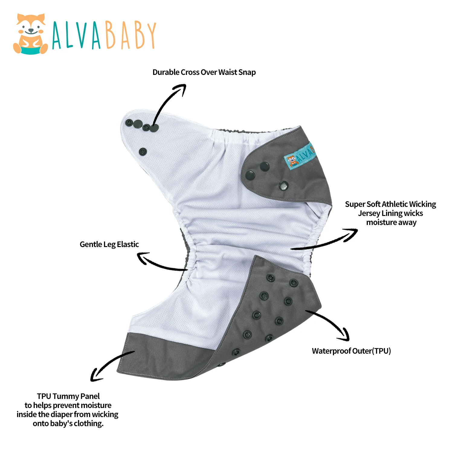 ALVABABY Pañales de tela para verano ecológicos panel barriga unisex - imagen 4