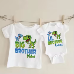 Camiseta personalizada de dinosaurio con nombre para niño y bebé