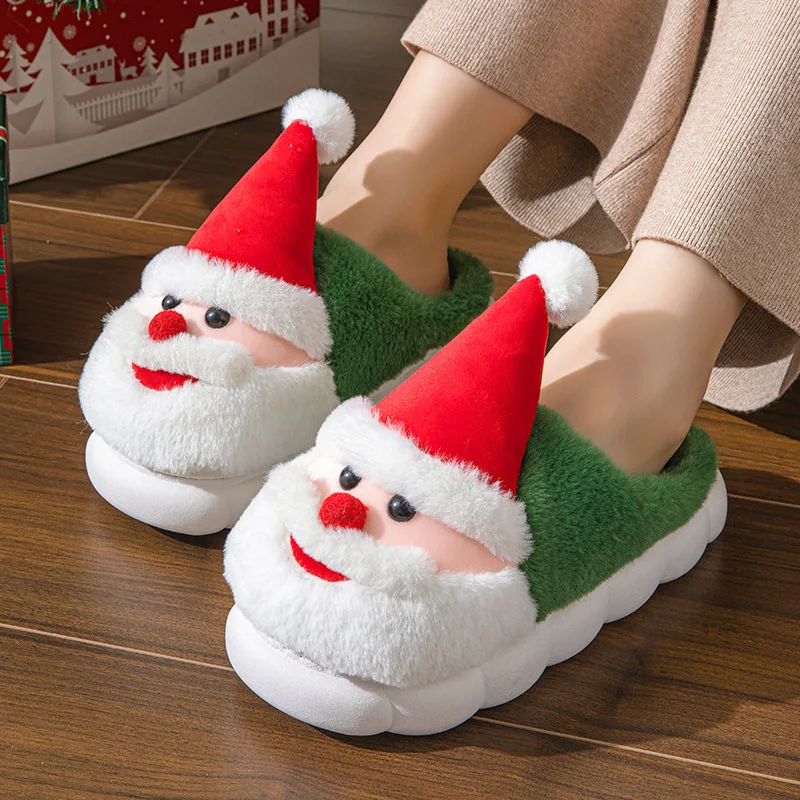 Zapatillas de Navidad algodón con suela gruesa para casa - imagen 3