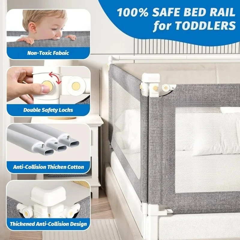 Barandilla de cama infantil ajustable anticaídas con malla transpirable - imagen 5