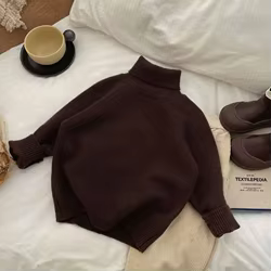 Jersey infantil de cuello alto cálido para invierno, manga larga