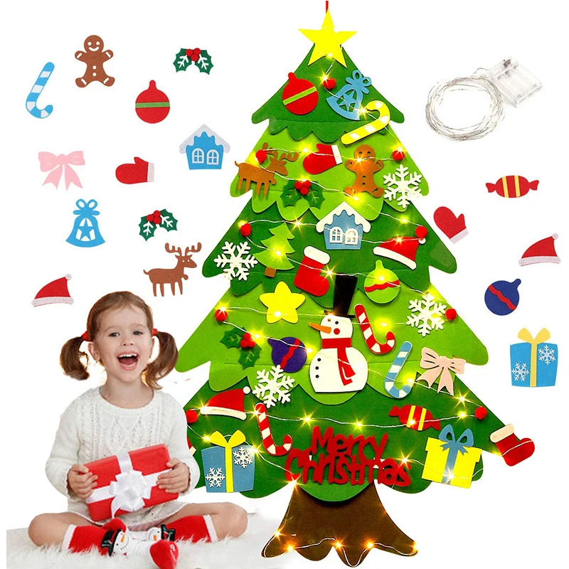 Árbol de fieltro navideño para niños con luces – Manualidad decorativa - imagen 3