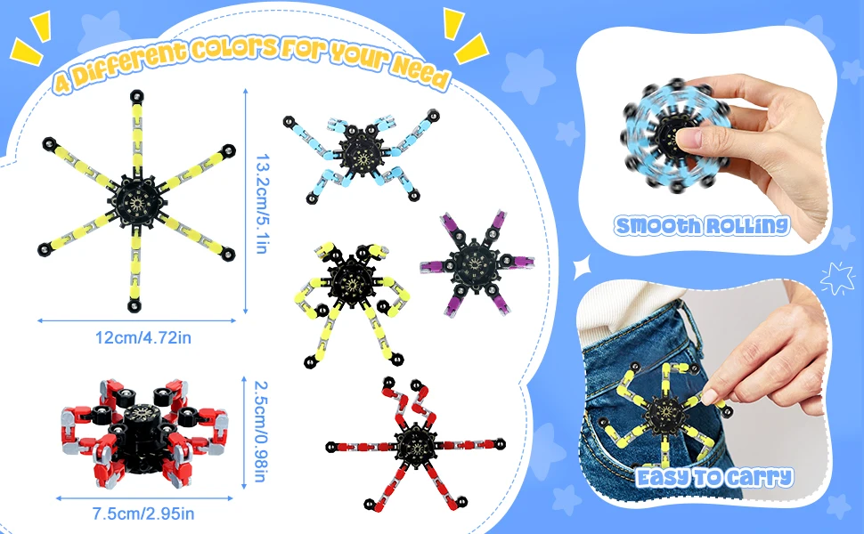 Niño jugando con el fidget spinner transformable en la mano