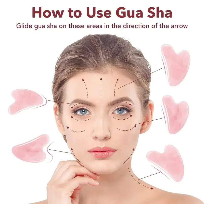 Gouache Gua Sha de Jade Rosa para masaje facial infantil - imagen 2