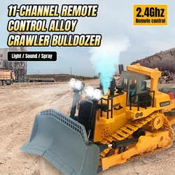 Camión bulldozer RC de orugas con luces y sonido para niños