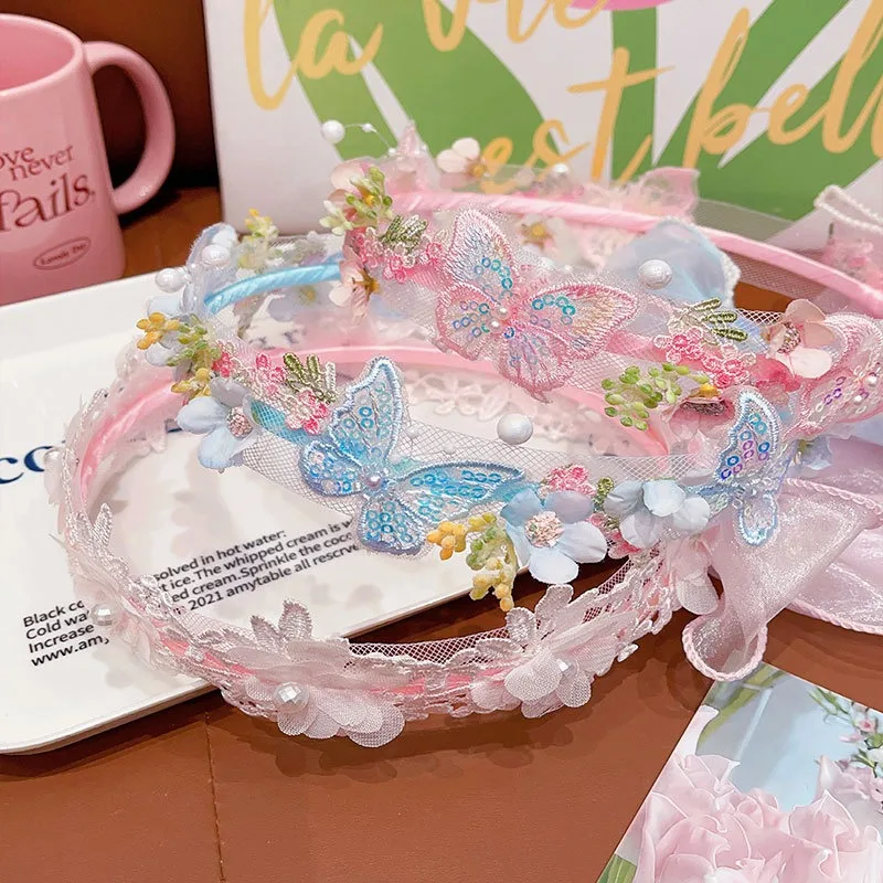 Vestido princesa infantil con corona mariposa y lazo de encaje - imagen 5