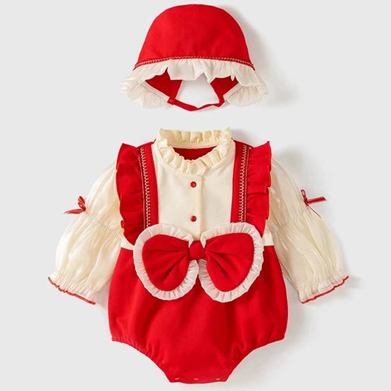 Monos de bebé con lazo: moda coreana para recién nacidas, primavera - imagen 3
