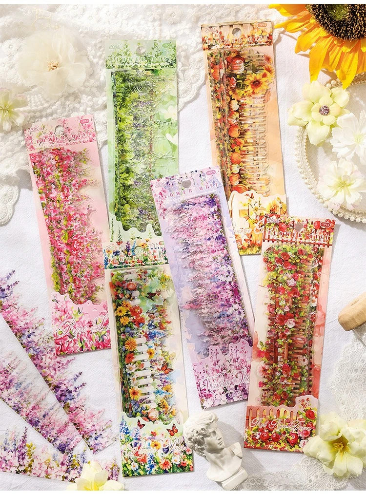 Pegatinas florales en tiras largas