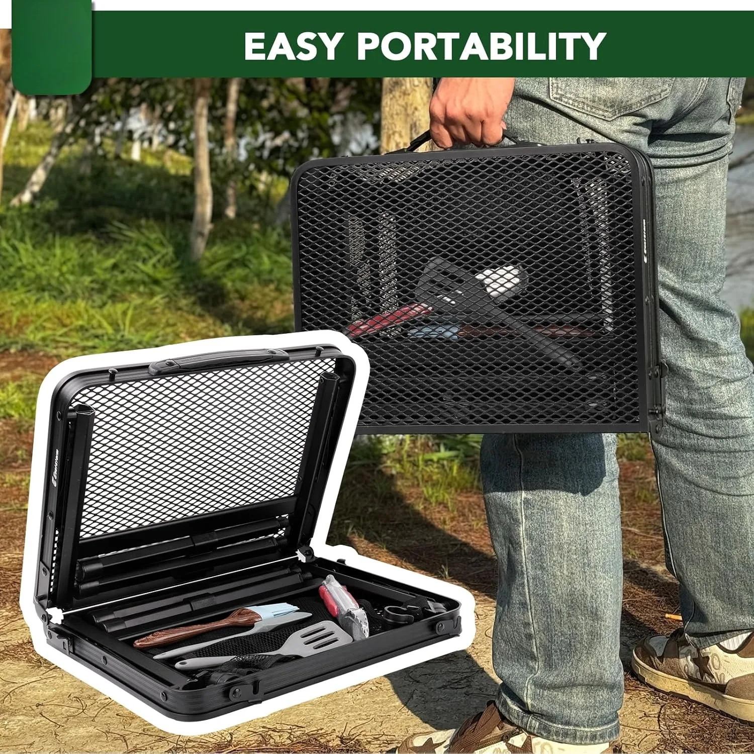Mesa plegable de aluminio ajustable para camping y picnic - imagen 5
