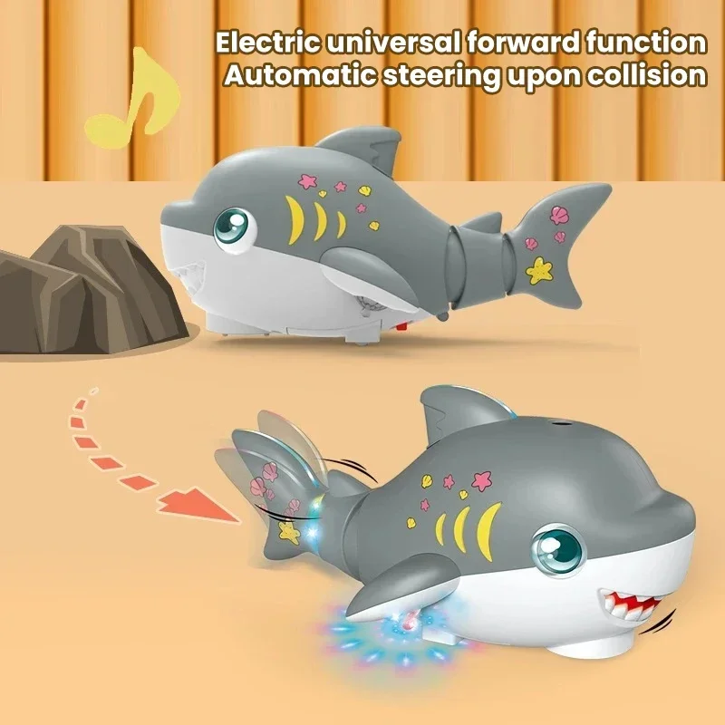 Juguete tiburón musical educativo con luces intermitentes para bebés - imagen 2