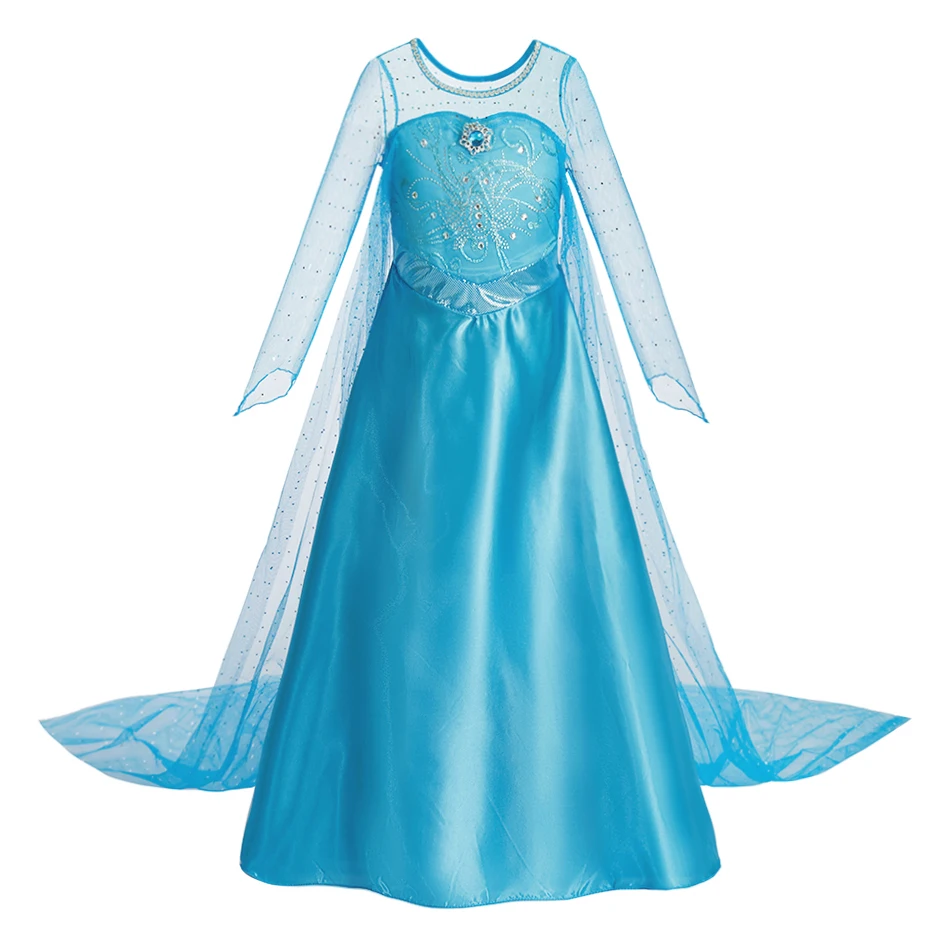 Disfraz de Carnaval para niñas, vestido princesa Reina de Hielo con capa de malla - imagen 2