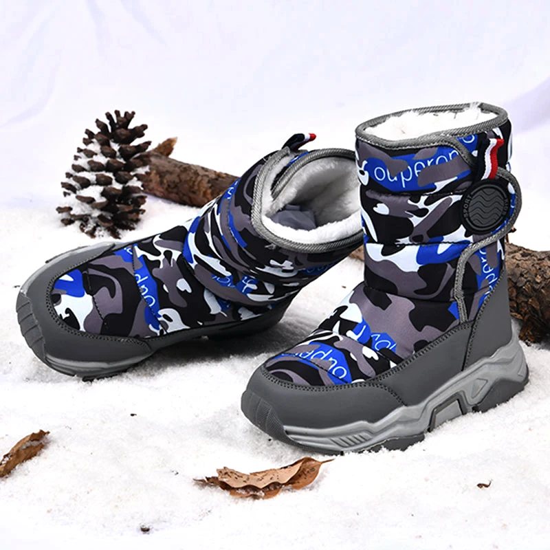 Botas de invierno impermeables con felpa cálida para niños - imagen 2