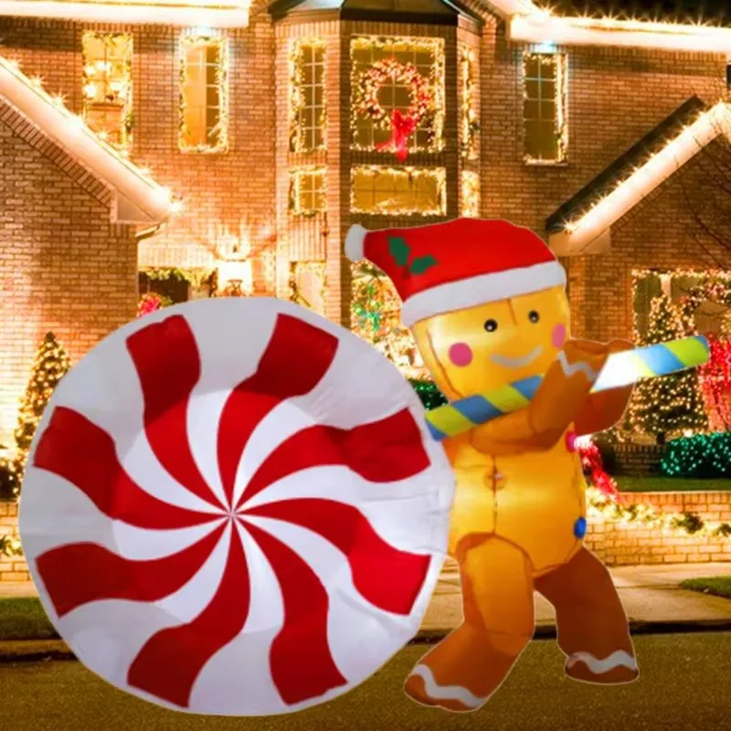 Decoración navideña inflable hombre de jengibre con LED exterior - imagen 5