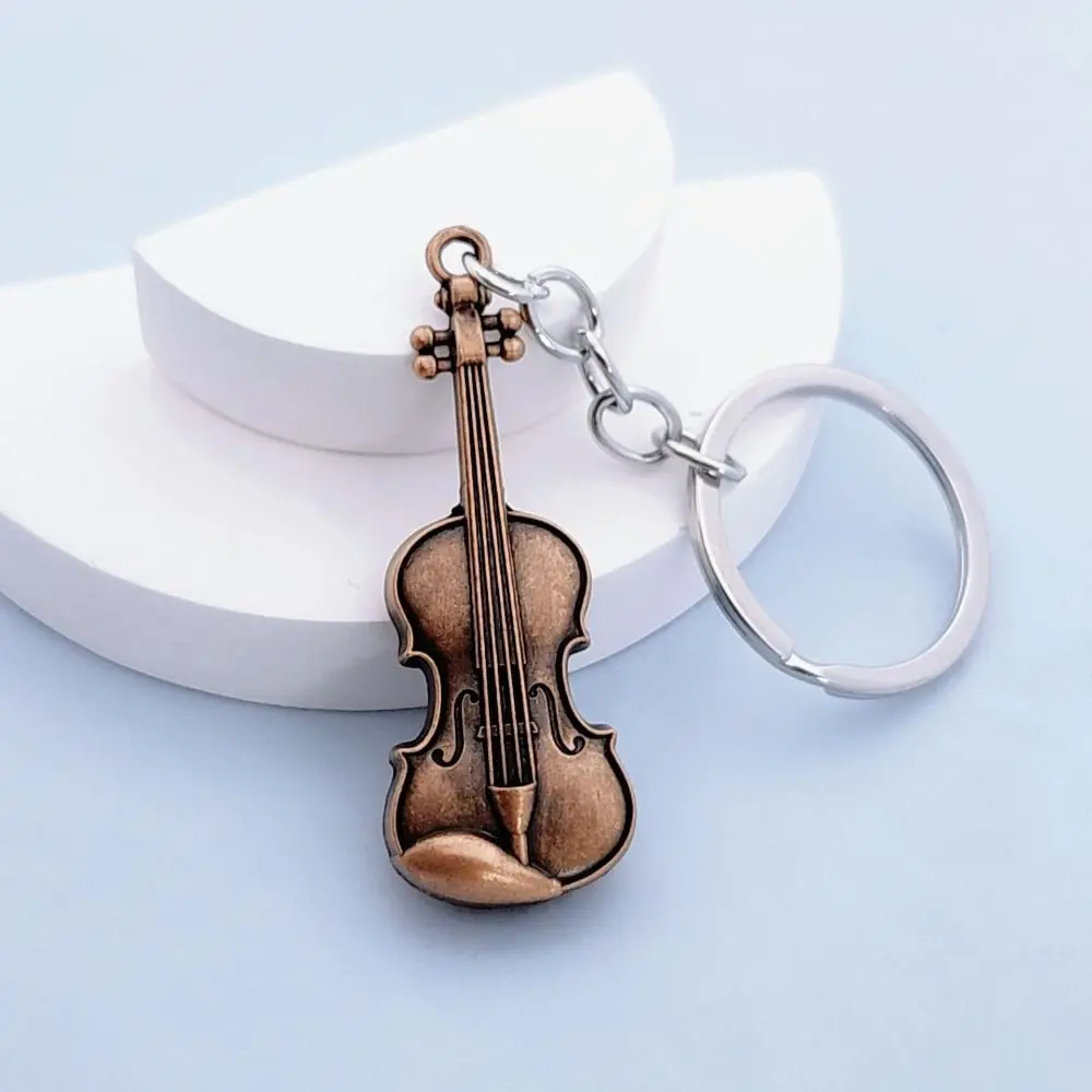 Llavero de violín vintage en cobre y bronce, colgante - imagen 3
