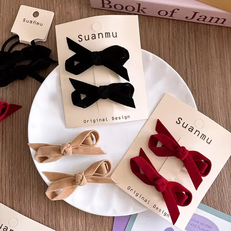 Lazo terciopelo para niña – Pasador elegante estilo princesa
