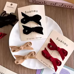 Lazo terciopelo para niña – Pasador elegante estilo princesa