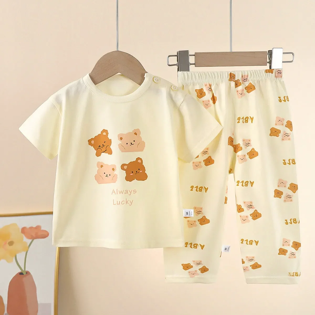 Conjunto playero de algodón para niño – Ropa de casa manga curta verano - imagen 4