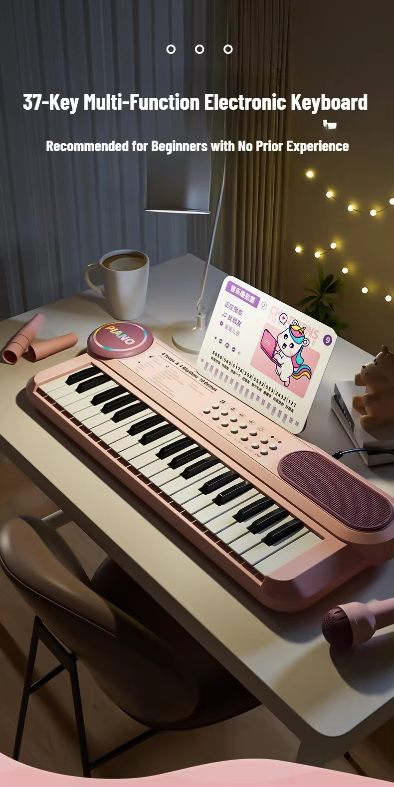 Teclado de piano infantil de 37 teclas con aspecto juguete musical