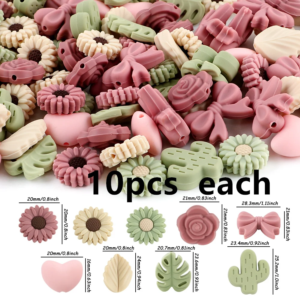 Cuentas de silicona con diseños de plantas para bisutería infantil - imagen 4