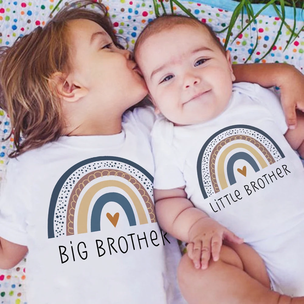 Camisetas a juego para hermanos – Arcoíris verano algodón - imagen 3