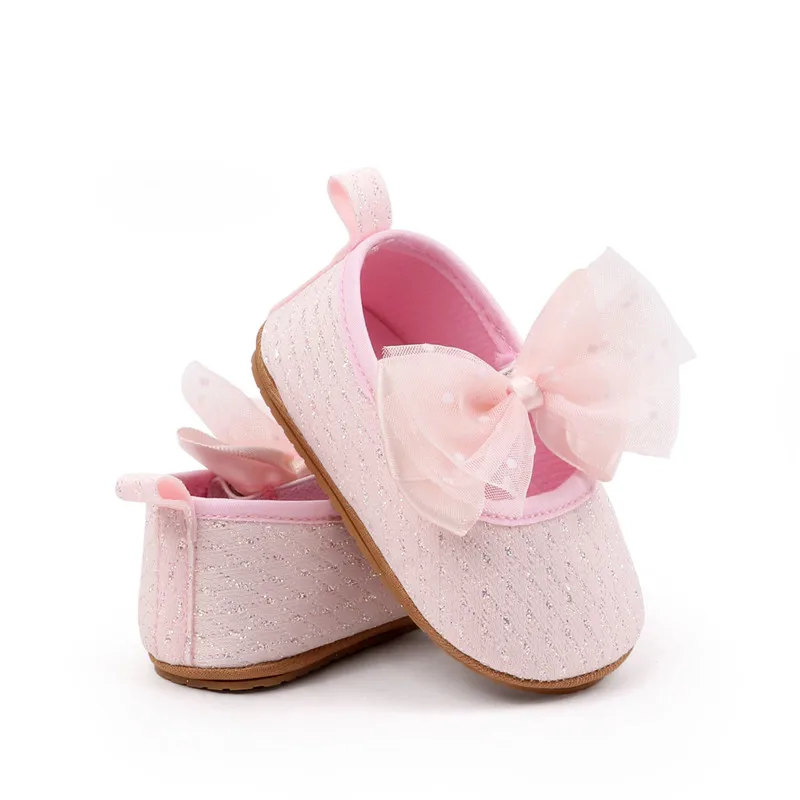 Zapatos de cuna con lazo para niñas – Suela antideslizante suave - imagen 3