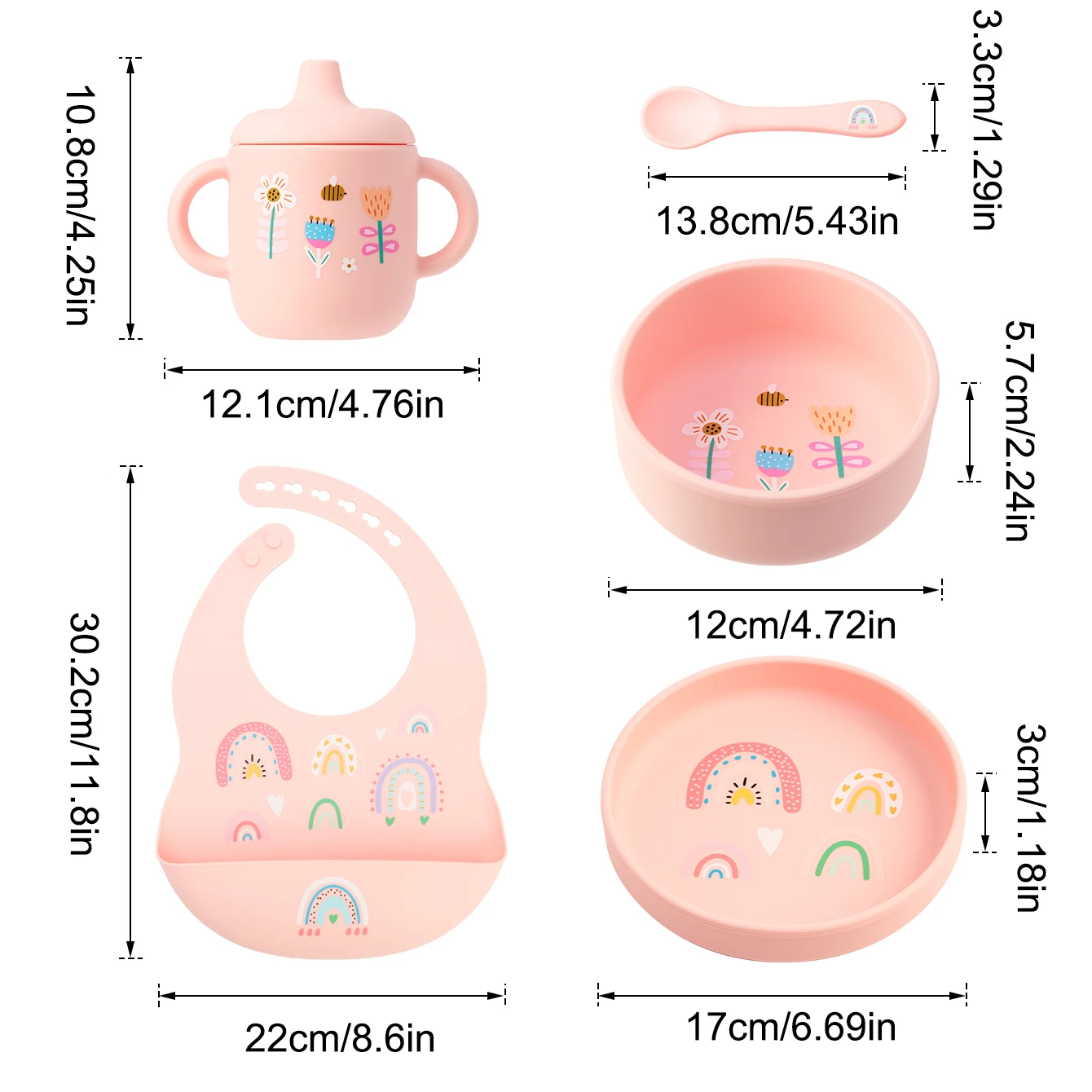 Set de alimentación bebé silicone 5 piezas – Plato, cuenco, babero y vaso antitacas - imagen 3