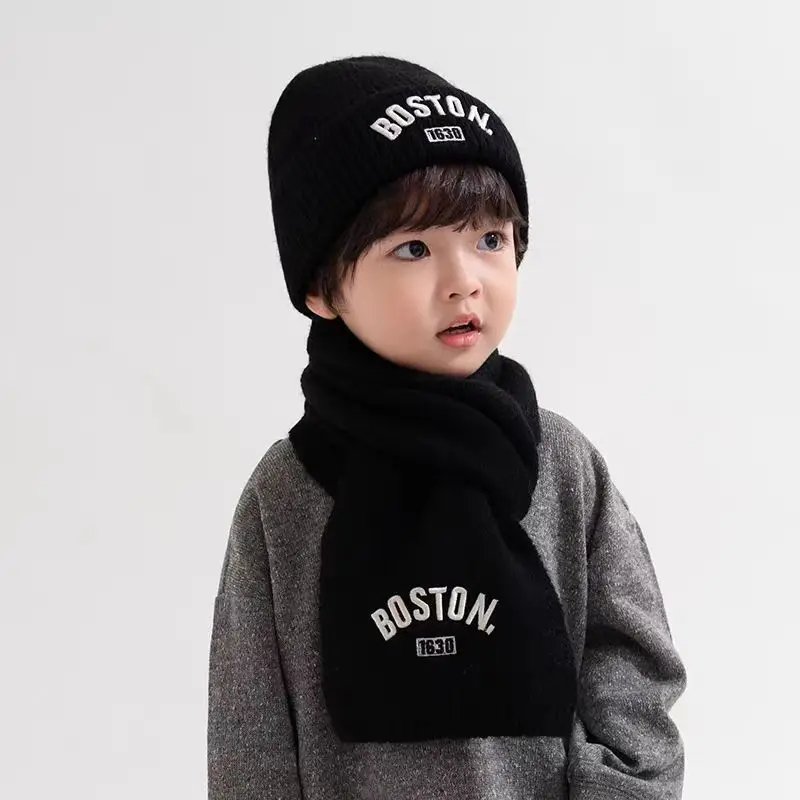 Gorro y bufanda de lana térmica para invierno – Niños y niñas