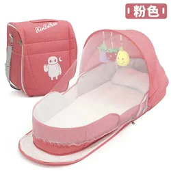 Mochila cuna plegable portátil para bebé, cama expandible amplia
