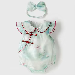 Pelele de algodón sin mangas para bebé niña – Cuello redondo verano
