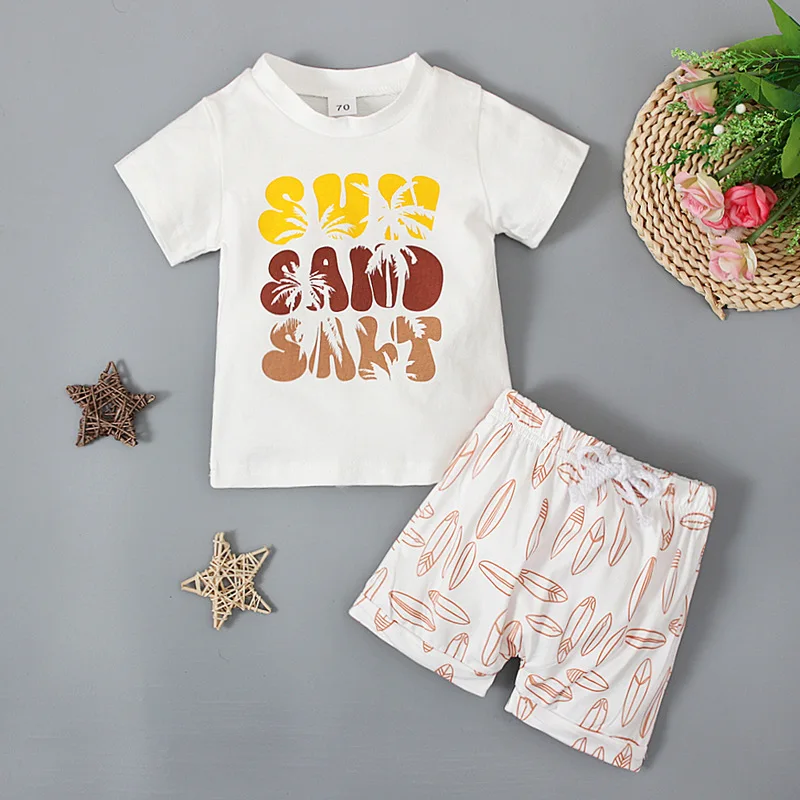 Conjunto bebé verano camiseta y pantalón corto algodón - imagen 3