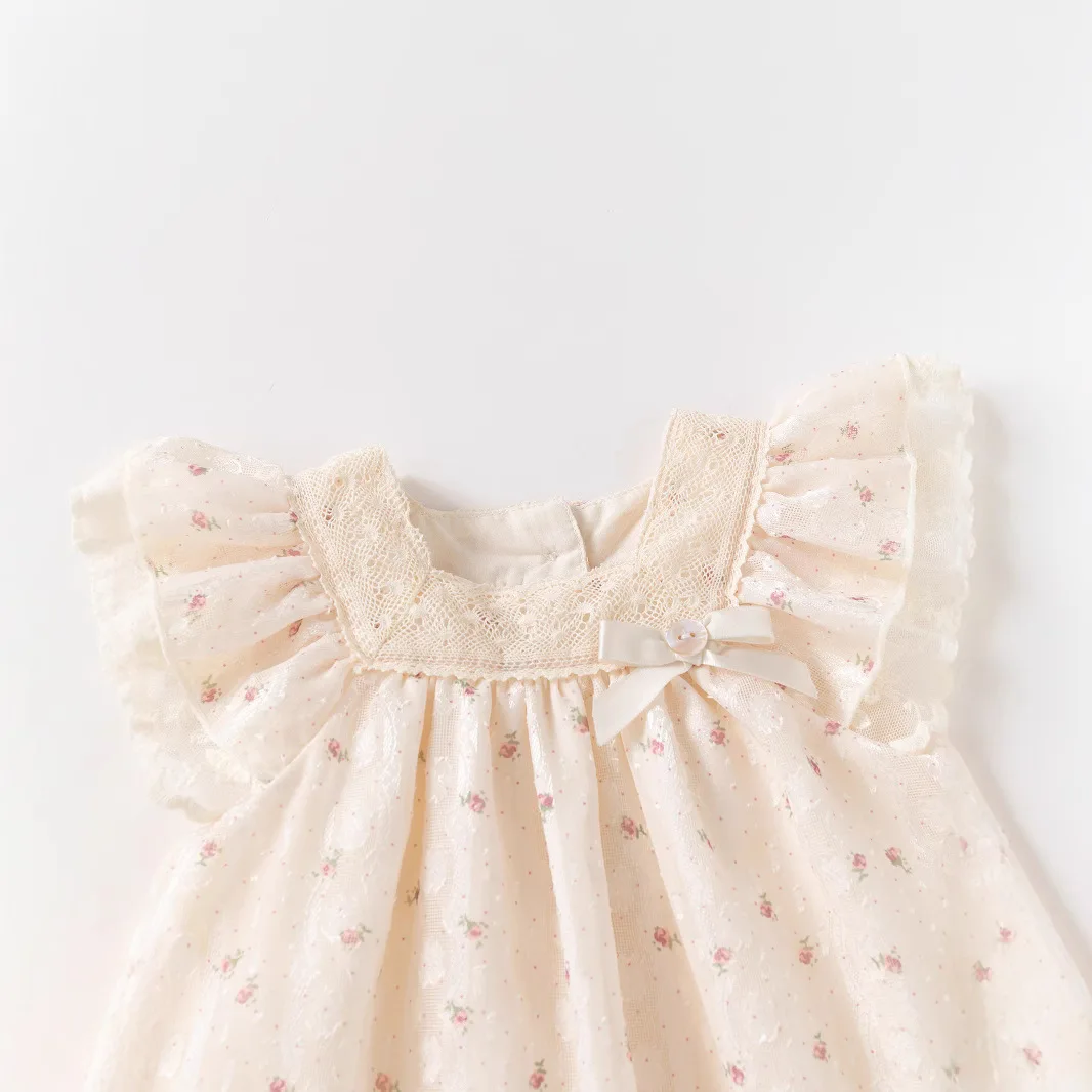 Vestido de verano algodón para niña recién nacida con lazo - imagen 4