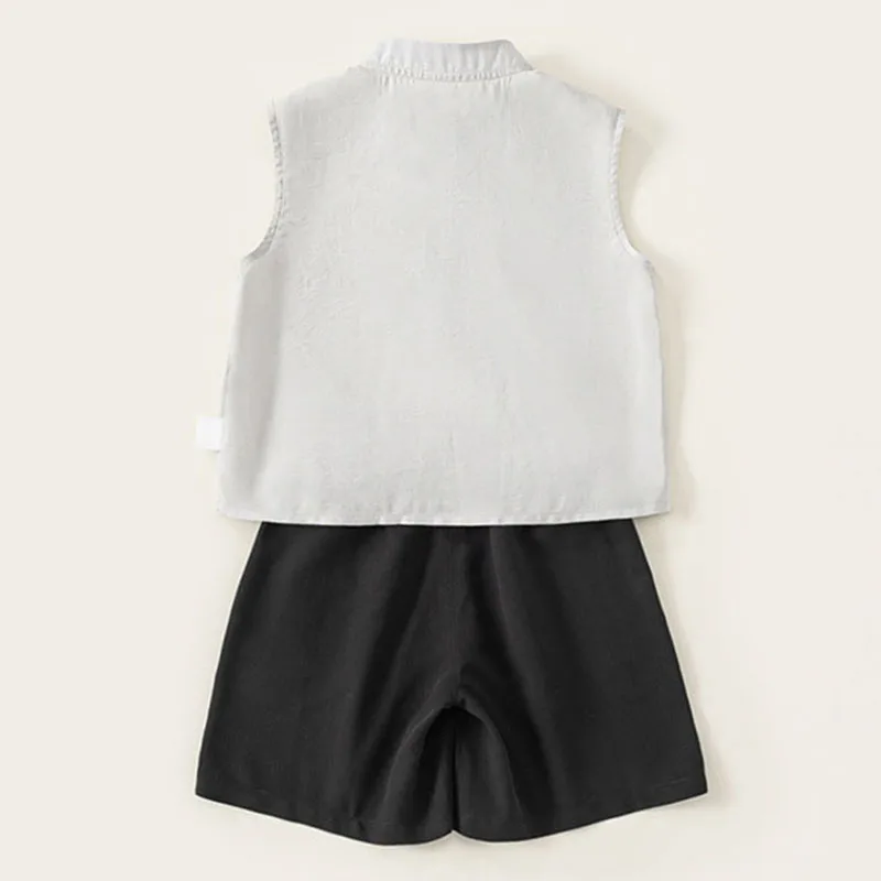 Conjunto de verano para niños: top sin mangas bordado y short - imagen 4