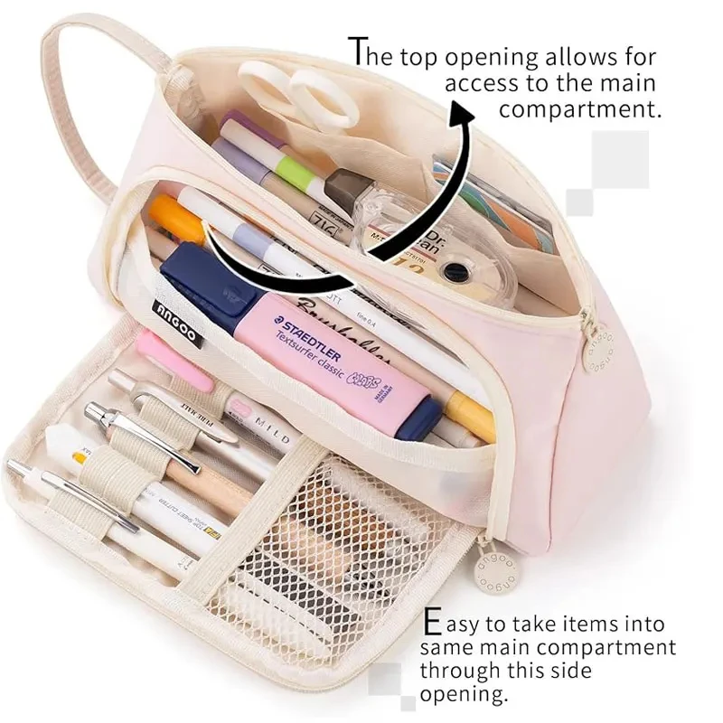 Bolsa de lápices escolar Kawaii con ventana oblicua