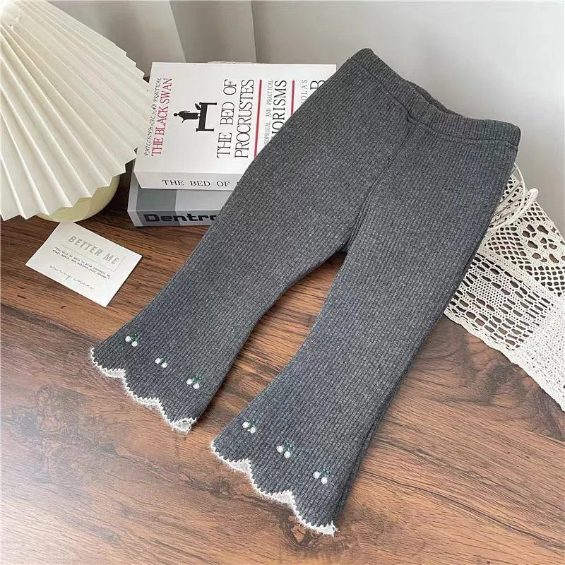 MILANCEL Pantalones acampanados de lana bordados cereza para niño - imagen 2