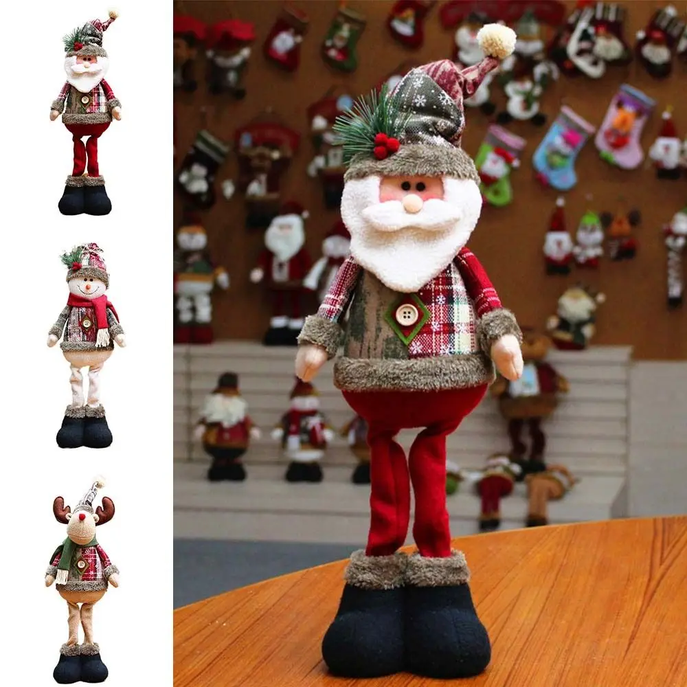 Muñeco navideño estirabe con Papá Noel, reno y alce