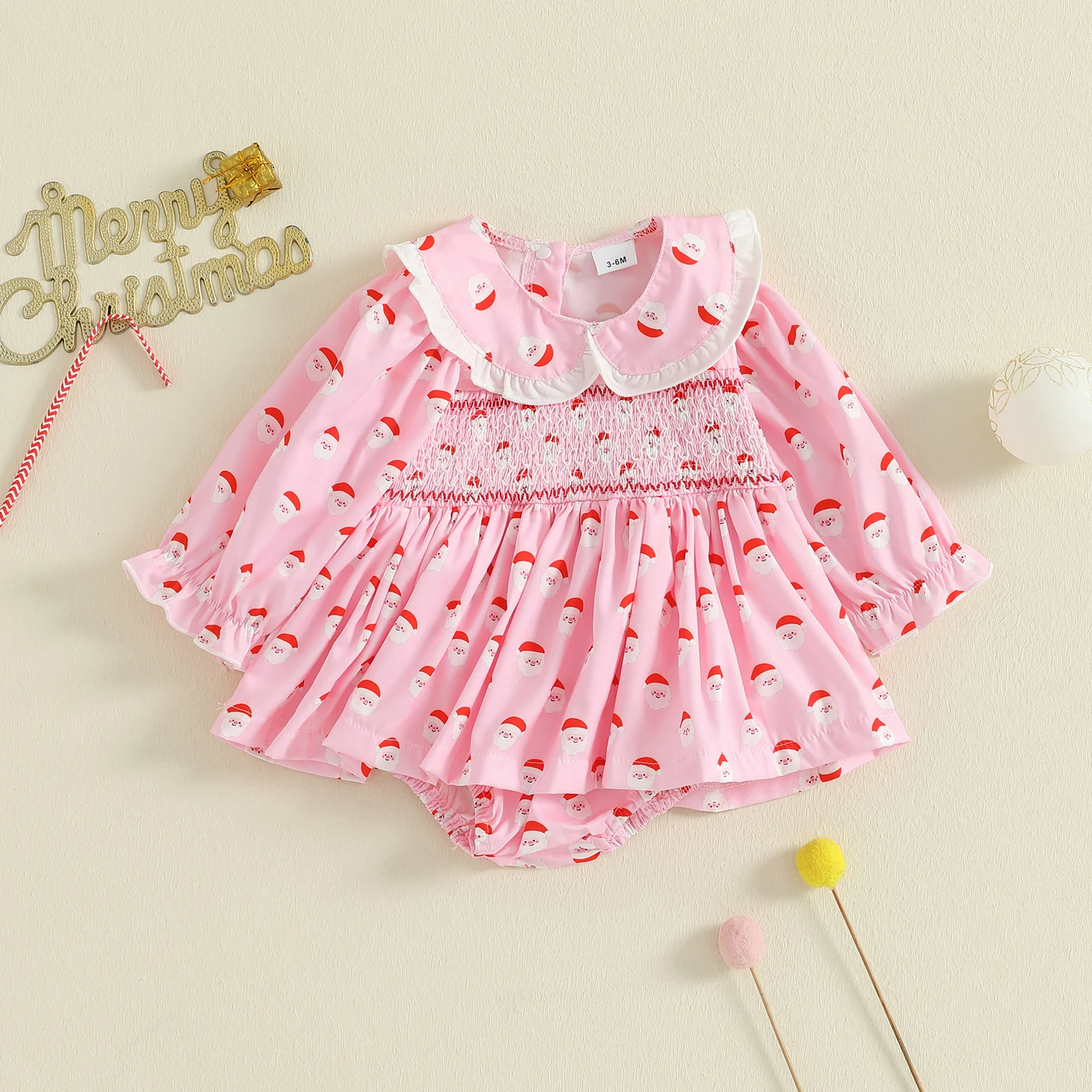 Tregren vestido mameluco de Navidad para niña – Papá Noel - imagen 2