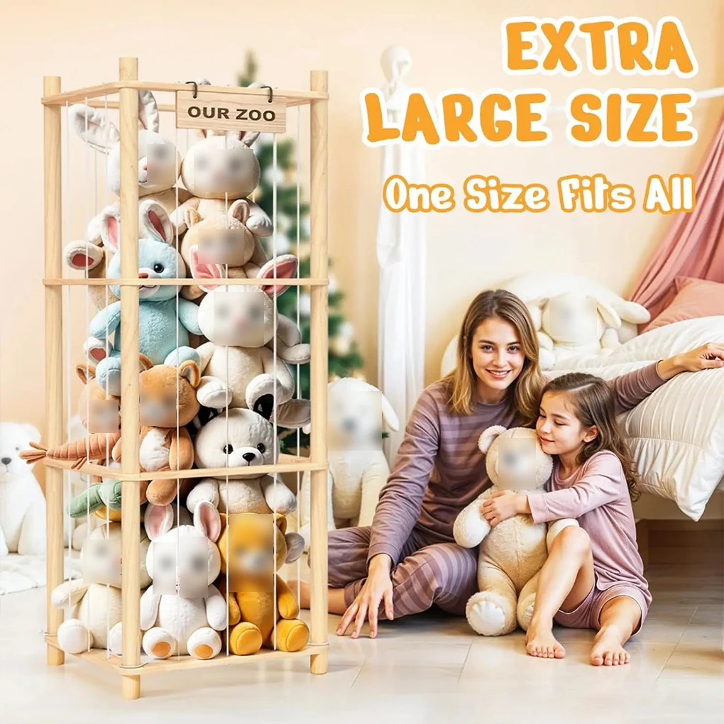 Organizador de peluches para dormitorio con muñecas de madera - imagen 2
