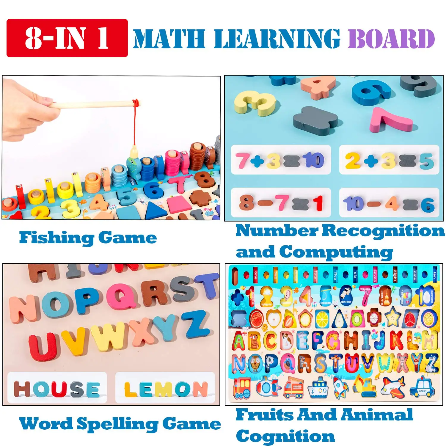 Tablero Montessori de madera – Juguete educativo con actividades - imagen 4