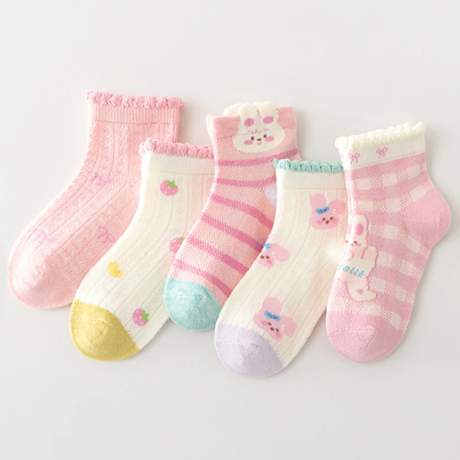 Calcetines tobilleros de malla transpirable para niñas, verano