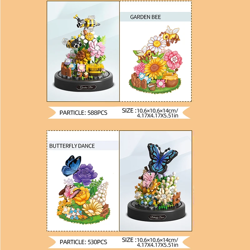 Bloques de construcción Bonsái - Flores y mariposas en maceta - imagen 3