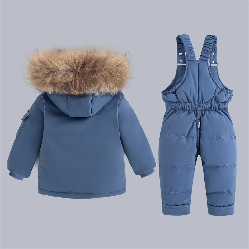 Traje de nieve de invierno grueso con cuello de piel auténtica - imagen 2