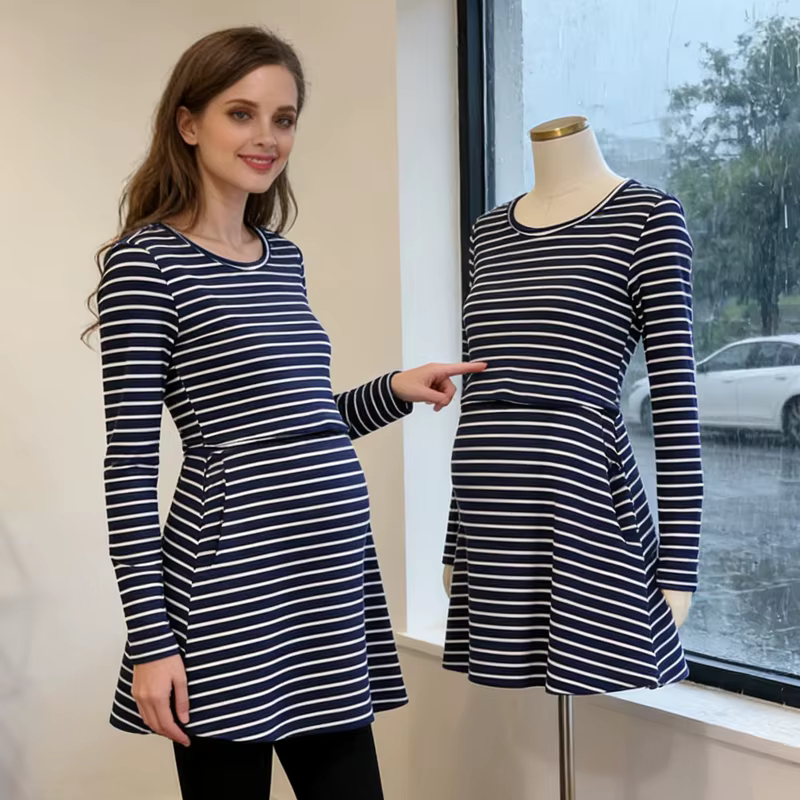 Camiseta lactancia larga algodón corte en A para entretiempo