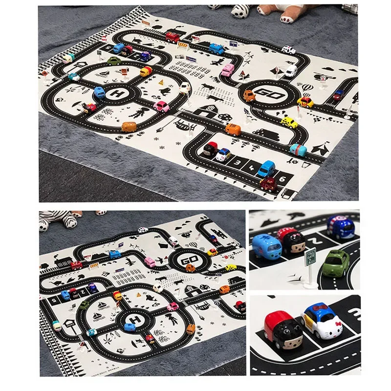 Alfombra de juego infantil mapa ciudad con tráfico para bebés - imagen 4