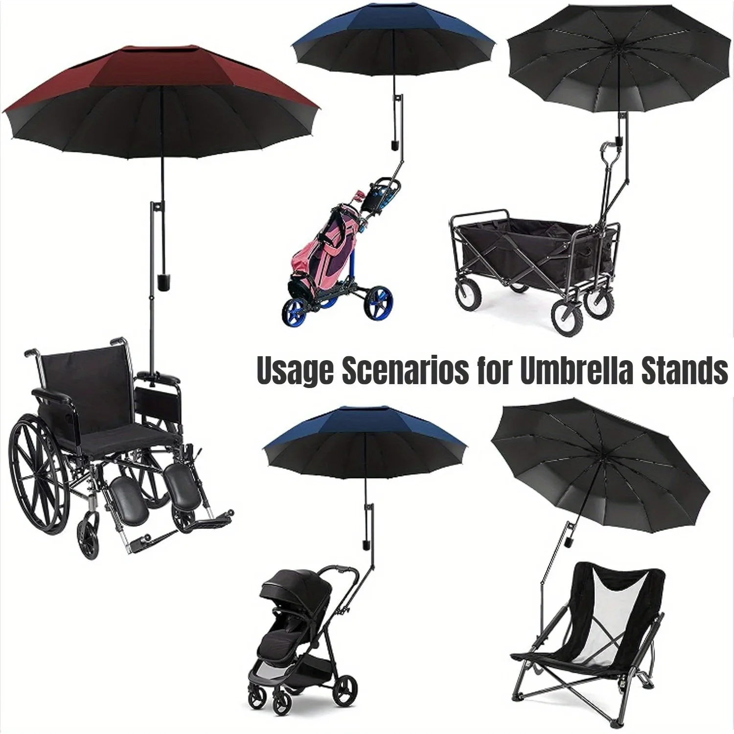 Soporte para paraguas acero inoxidable silla de ruedas y bicicleta