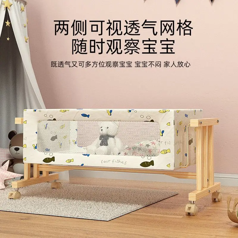 Cuna mecedora de madera maciza para bebé con movimiento - imagen 2