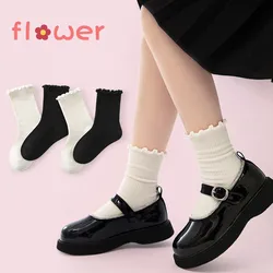 Calcetines tobilleros de algodón con volantes para niñas, elegantes