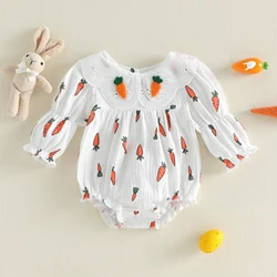Pelele para bebé niña de Pascua en algodón con estampado zanahoria