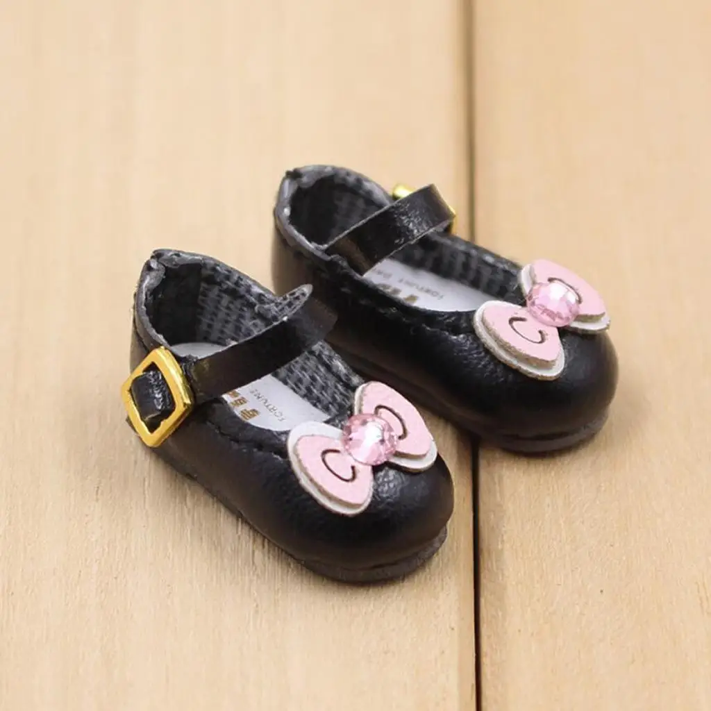 Zapatos negros con correa y lazo para muñecas Blythe articuladas - imagen 4